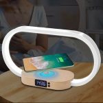 چراغ رومیزی  وایرلس شارژر چوبی - تصویر 3