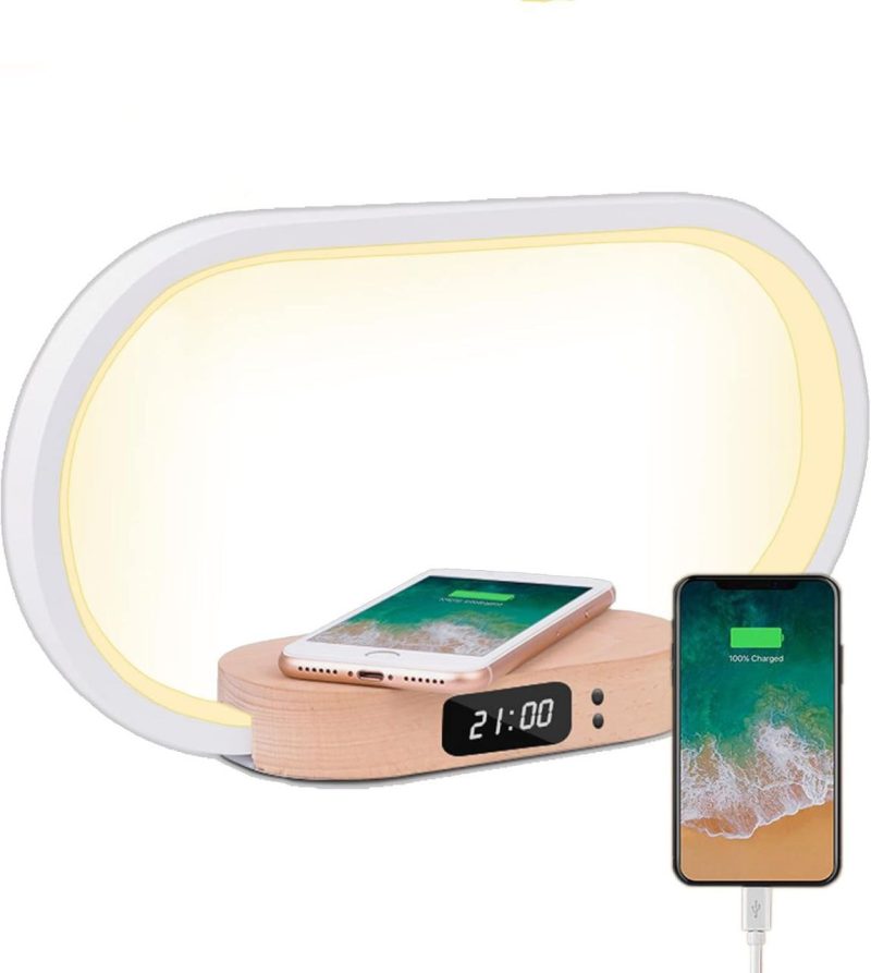 چراغ رومیزی  وایرلس شارژر چوبی - تصویر 4