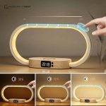 چراغ رومیزی  وایرلس شارژر چوبی - تصویر 5