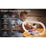 چراغ رومیزی  وایرلس شارژر چوبی - تصویر 7