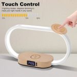 چراغ رومیزی  وایرلس شارژر چوبی - تصویر 9