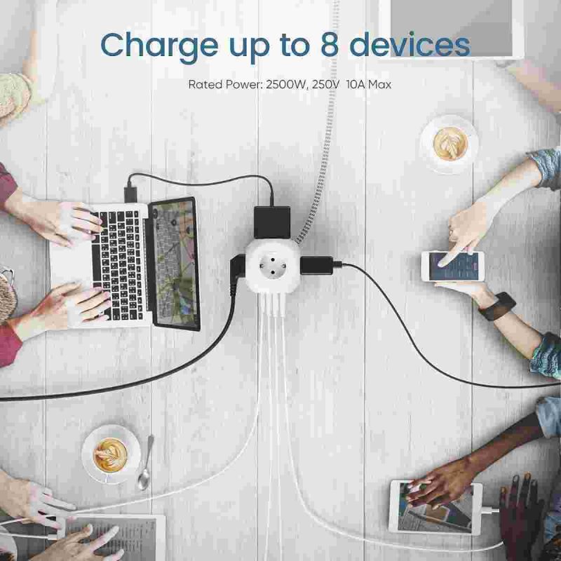 چتد راهی برق 4 طرفه LENCENT 1 Type-C و  3 USB-A - تصویر 3