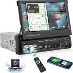 مانیتور ماشین Podofo Single Din Carplay با دوربین پشتیبان بلوتوث AHD، صفحه نمایش لمسی 7 اینچی MP5 Player
