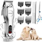 ماشین اصلاح حیوانات مدل  kitsky 8004 همراه با 6 شانه ماشین اصلاح و قیچی و شانه مخصوص
