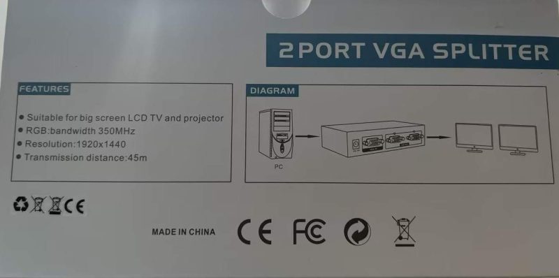 اسپلیتر 1 به 2 پورت VGA آداپتوردار 350Mhz مدل MT-3502 - Image 4