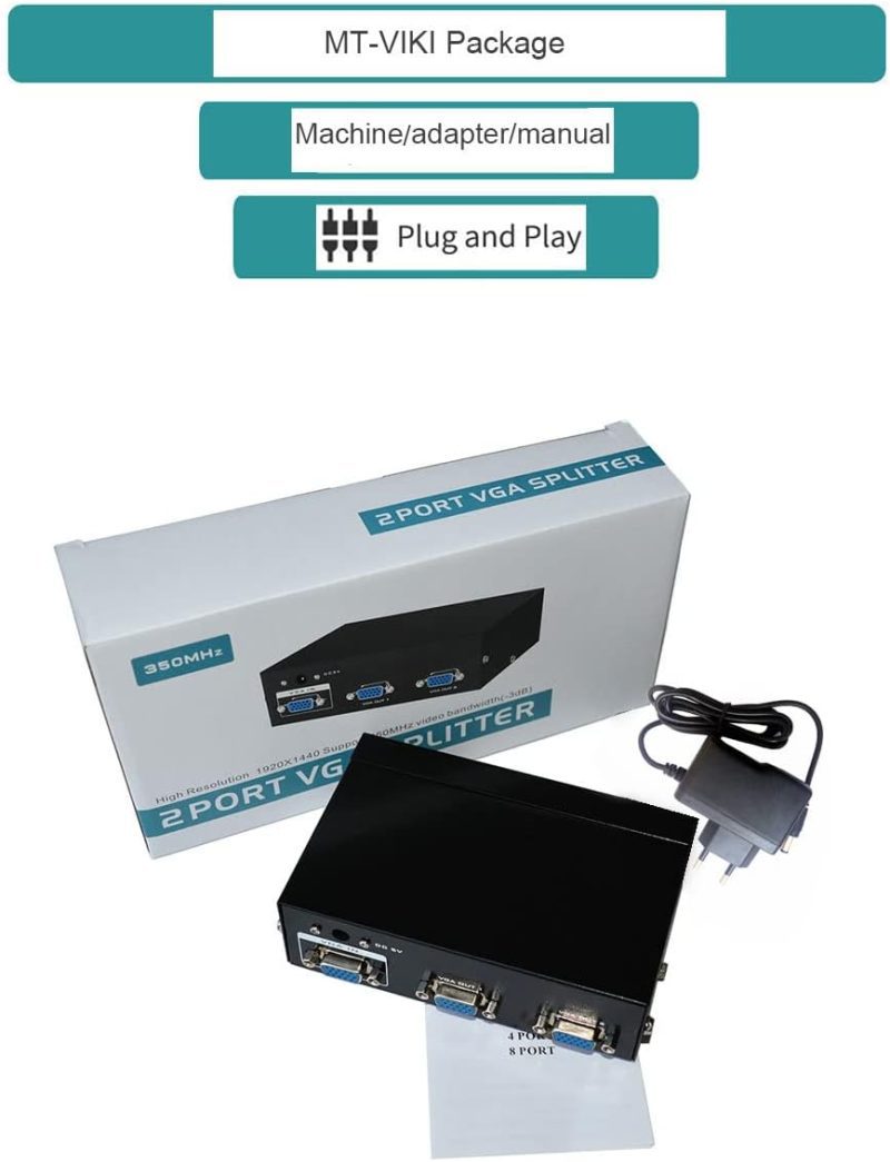 اسپلیتر 1 به 2 پورت VGA آداپتوردار 350Mhz مدل MT-3502 - Image 8