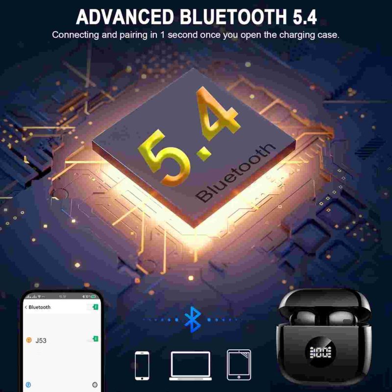 ایرباد بی‌سیم Jxrev J53 سیاه قابلیت حذف نویز و زمان پخش طولانی - تصویر 6