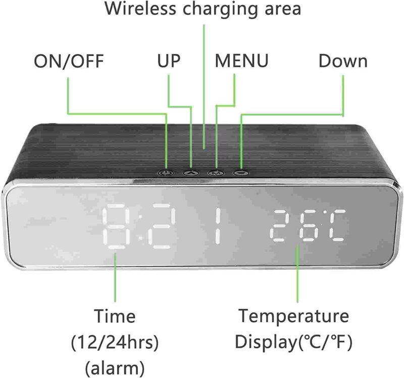 ساعت رومیزی با شارژر بی سیم Wireless Charging Digital Alarm Clock - Image 3