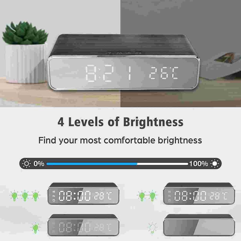 ساعت رومیزی با شارژر بی سیم Wireless Charging Digital Alarm Clock - Image 4