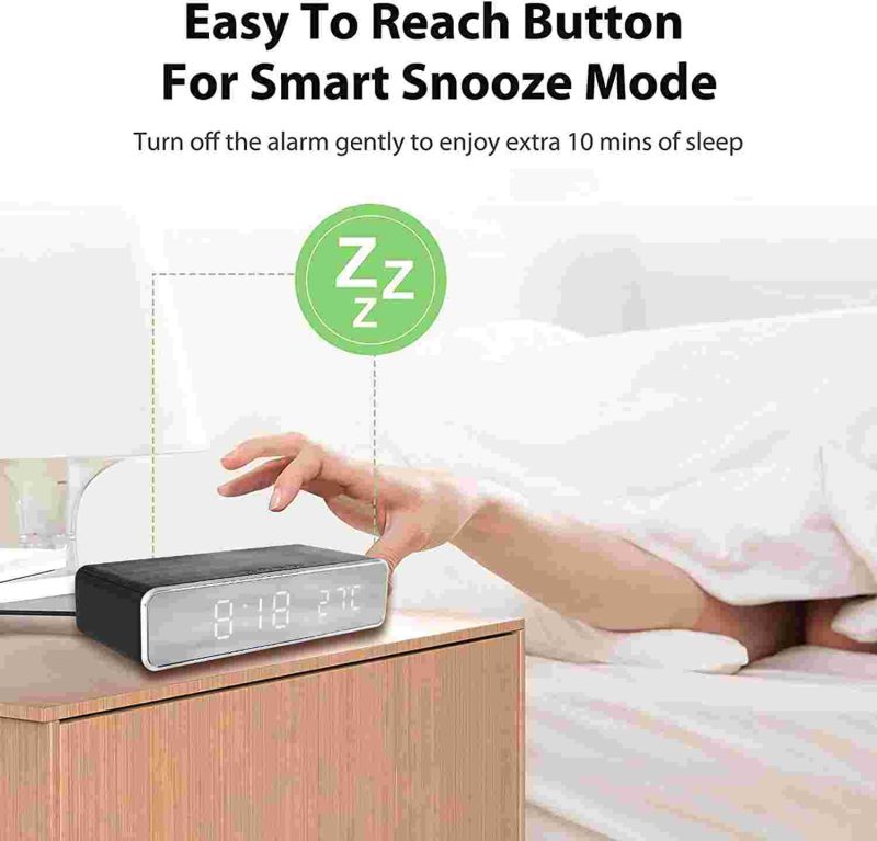 ساعت رومیزی با شارژر بی سیم Wireless Charging Digital Alarm Clock - Image 8