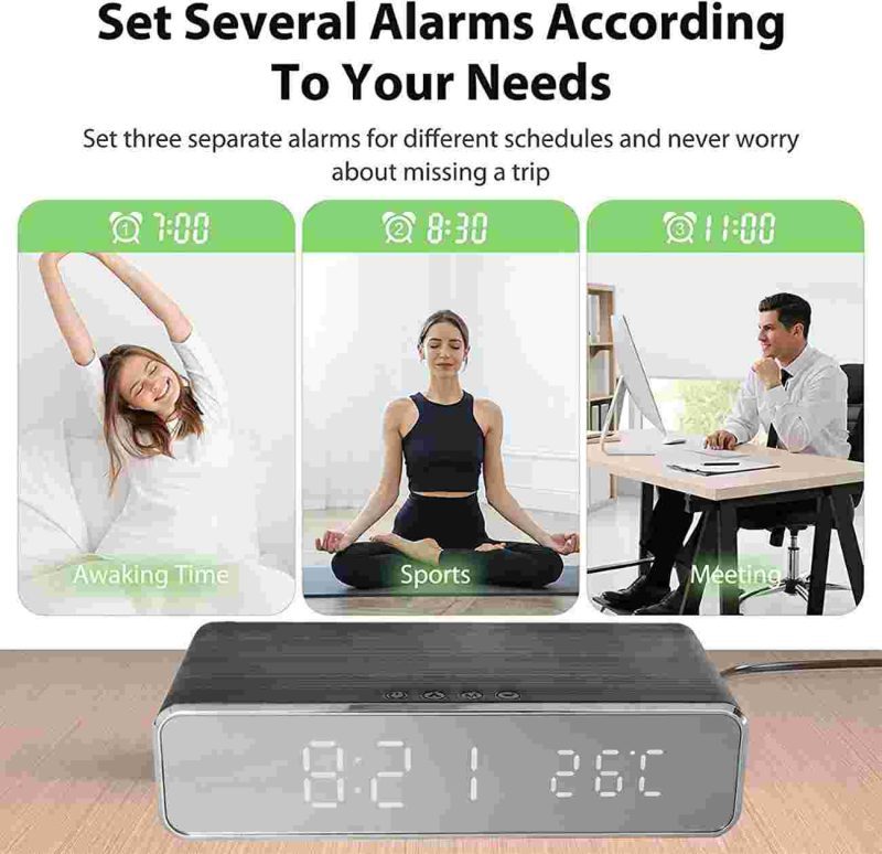 ساعت رومیزی با شارژر بی سیم Wireless Charging Digital Alarm Clock - Image 9