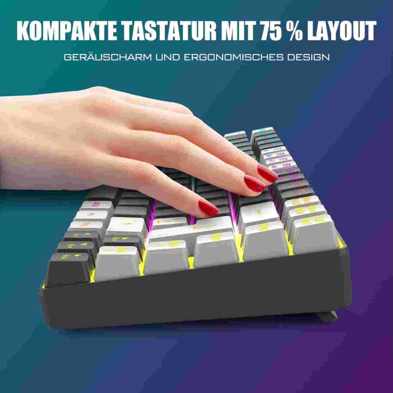 کیبورد و ماوس گیمینگ بی‌سیم RedThunder K84  ، QWERTZ آلمانی - تصویر 2