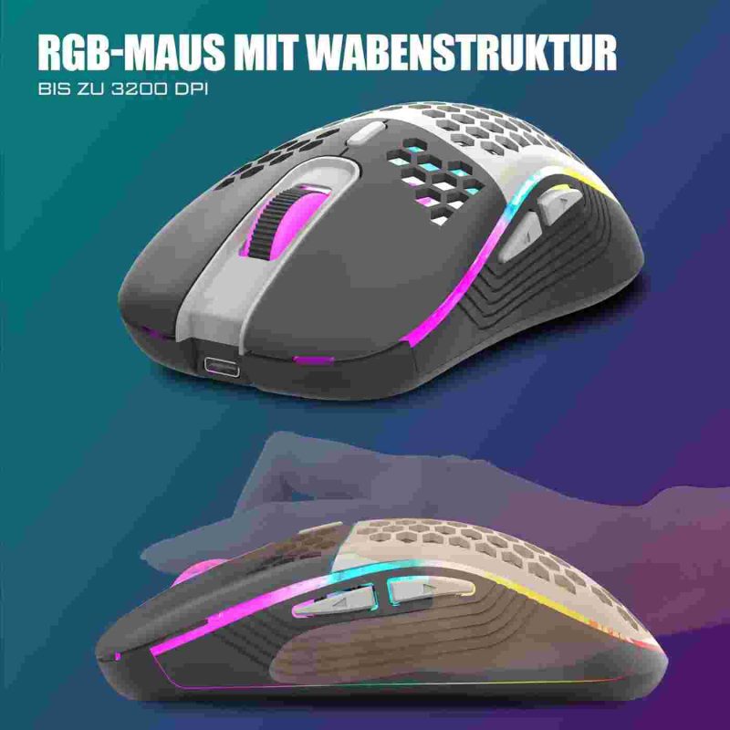 کیبورد و ماوس گیمینگ بی‌سیم RedThunder K84  ، QWERTZ آلمانی - تصویر 4