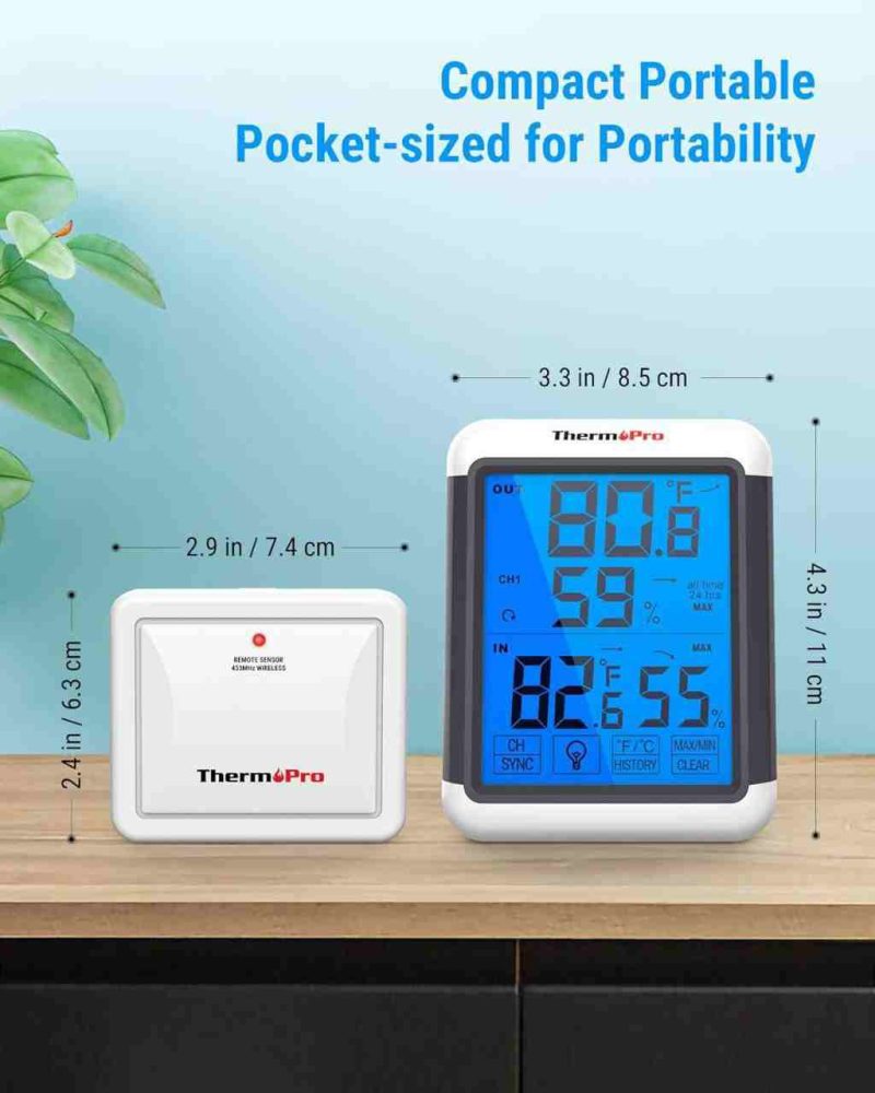 دما سنج ، رطوبت سنج و ساعت دیجیتالی ThermoPro مدل TP65 - تصویر 7