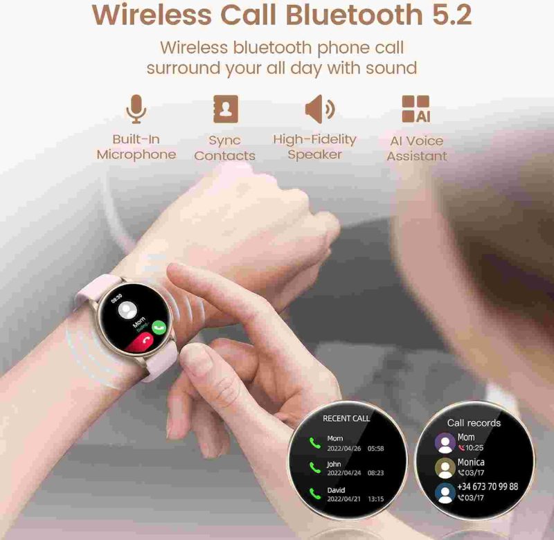 ساعت هوشمند RUXINGX G35 با صفحه 1.32 اینچ رنگ گولد با بند اضافه ی سفید - تصویر 4
