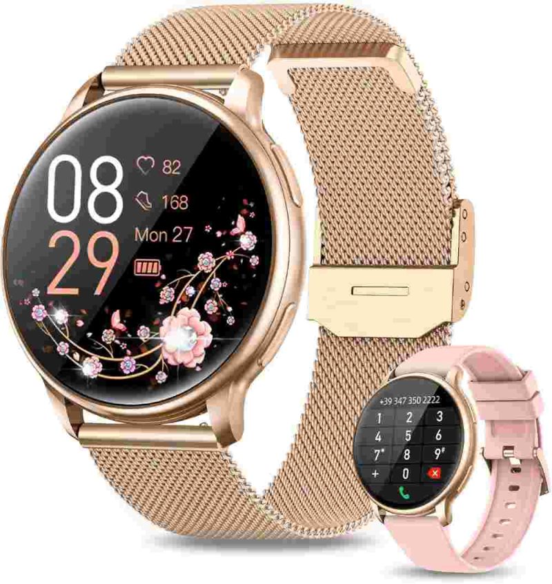 ساعت هوشمند RUXINGX G35 با صفحه 1.32 اینچ رنگ گولد با بند اضافه ی سفید - تصویر 8