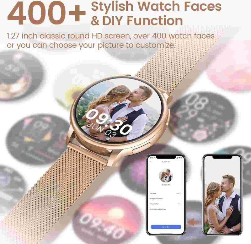 ساعت هوشمند RUXINGX G35 با صفحه 1.32 اینچ رنگ گولد با بند اضافه ی سفید - تصویر 9