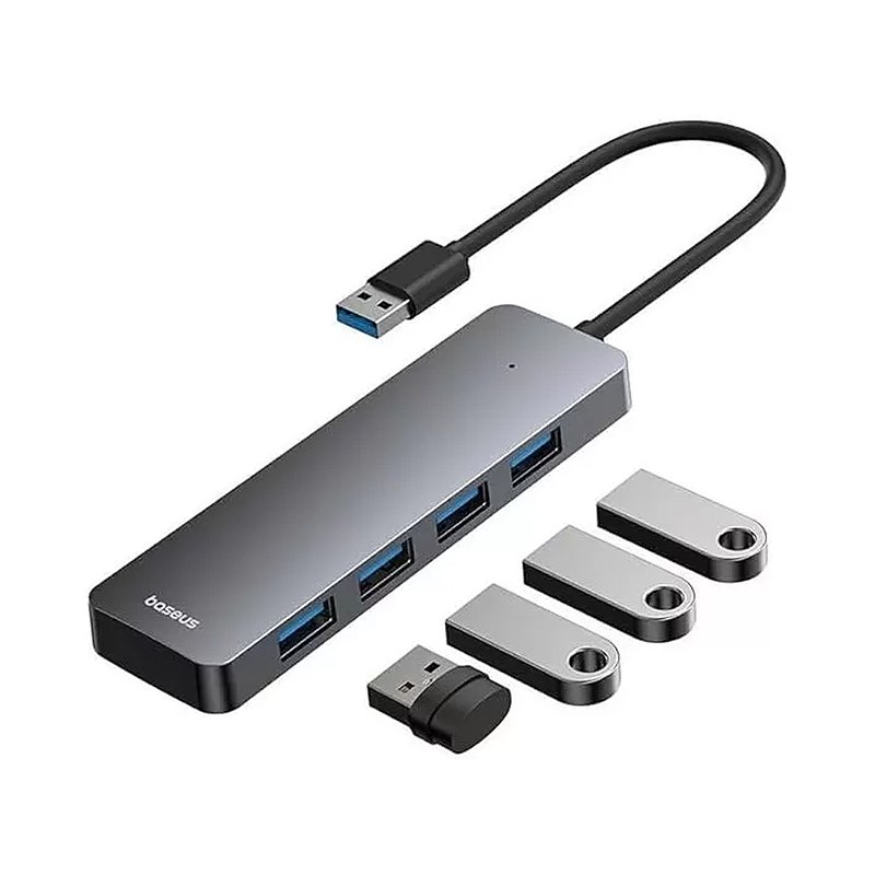 1 هاب 4 پورت USB 3.0 باسئوس مدل BS-OH080 15cm | طوسی - Image 1