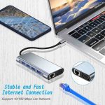 هاب USB-C یازده کاره USHB TW11A - دارای پورت‌های HD-MI، VGA، RJ45، USB3، USB2 3، SD، TF، Power Delivery - Image 6