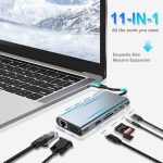 هاب USB-C یازده کاره USHB TW11A - دارای پورت‌های HD-MI، VGA، RJ45، USB3، USB2 3، SD، TF، Power Delivery - Image 8