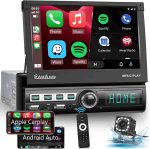 مانیتور و پخش تاشو خودرو podofo تک دین Carplay با صفحه نمایش لمسی 7 اینچی