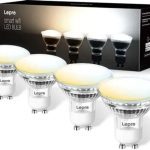 لامپ هوشمند Lepro GU10، نورافکن LED قابل تنظیم 4.5 وات 385 لومن، دوربین مداربسته، نور روز از گرم به سرد، سازگار با الکسا و گوگل هوم، بسته 4 عددی (فقط وای فای 2.4 گیگاهرتز) [کلاس انرژی F]