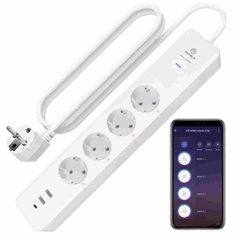 چندراهی برق هوشمند ANTELA با ۴ پریز + ۳ USB - تصویر 2