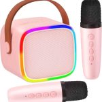 اسپیکر بلوتوثی کارائوکه RGB با ۲ میکروفون بی‌سیم