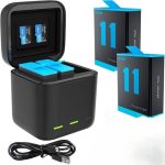 باتری‌های TELESIN دوربین بسته 2 تایی به همراه جعبه شارژر Go Pro Hero 12 11 10 9
