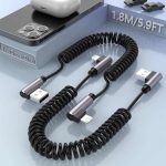 کابل شارژر لایتنینگ MTAKYI مارپیچی ۲ عددی، ۹۰ درجه