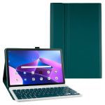 کاور محافظ با کیبورد وایرلس برای تبلت Lenovo Tab M10 Plus نسل سوم 10.6 اینچ جنس چرم مصنوعی، روکش ضد خش، دارای کیبورد بلوتوث، رنگ سبز تیره