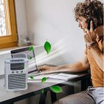 کولر رومیزی شارژی مدل F14 با مه پاش , 5 سرعته رطوبت ساز - تصویر 4