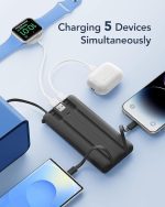 پاور بانک VRURC با کابل‌های داخلی لایتینگ و مایکرو و Type-C و USB 10000 میلی‌آمپر - تصویر 5