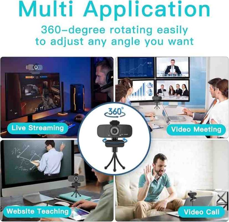 وب کم USB Tomorsi با میکروفون دوگانه، وب کم HD 1080P - Image 7