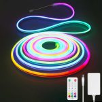 نوار LED نئون فلکسی 15 متری Aclorol RGB IC با کنترل APP، تغییر رنگ ضد آب 24V