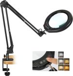 ذره‌بین چراغ دار رو میزی VEEMAGNI سایز  12X 5 اینچی با نور و پایه