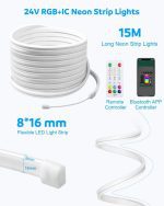 نوار LED نئون فلکسی 15 متری Aclorol RGB IC با کنترل APP، تغییر رنگ ضد آب 24V - Image 2