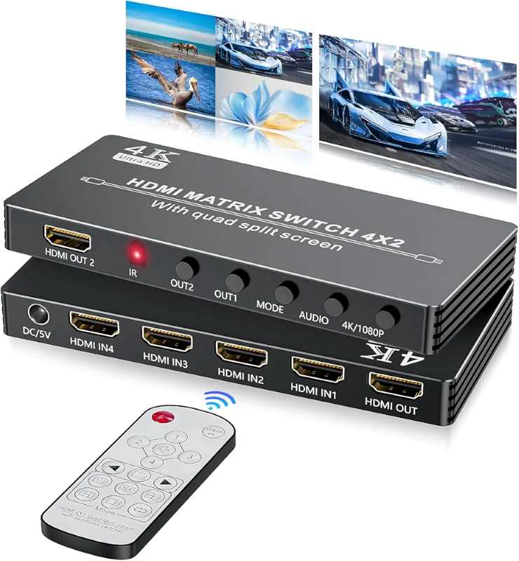 2 سوئیچ اسپلیتر چند نمایشگره MATRIX 4K HDMI - سوئیچ ماتریسی 4x2 - Image 1