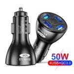 شارژر فندکی خودرو 50W مدل BK-362 دارای چهار پورت USB