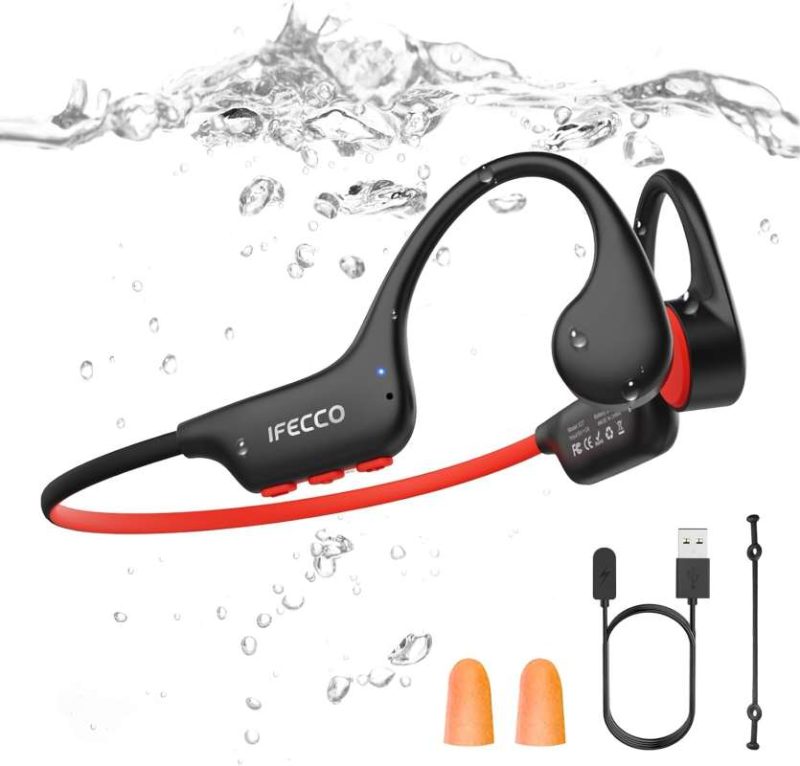 هدفون استخوانی ضد آب X27 مدل IFECCO مخصوص شنا – IP68 با بلوتوث 6.0، با 8G MP3 برای دویدن، دوچرخه سواری و ورزش - Image 8
