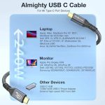 کابل 240 وات شارژ 20 Gbps سریع   USB Type-C OHBUYAGN - Image 2