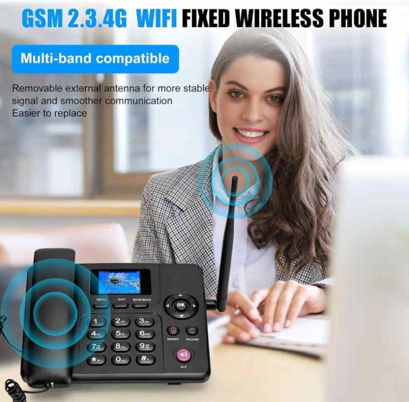 تلفن بی‌سیم ثابت Lychee 2،3،4G   دو سیم‌کارت، وای‌فای   چندزبانه، صفحه نمایش رنگی بزرگ با نور پس‌زمینه   آنتن جداشونده   تلفن رومیزی برای - تصویر 5