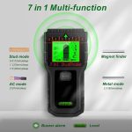 اسکنر دیواری Stud Finder ارتقا یافته 7 در 1، آشکارساز گل میخ برای مرکز و لبه چوب، سیم AC زنده، گل میخ‌های فلزی، لوله تیرچه، سنسور گل میخ چند منظوره با نمایشگر LCD و آلارم صوتی (مشکی) - تصویر 4