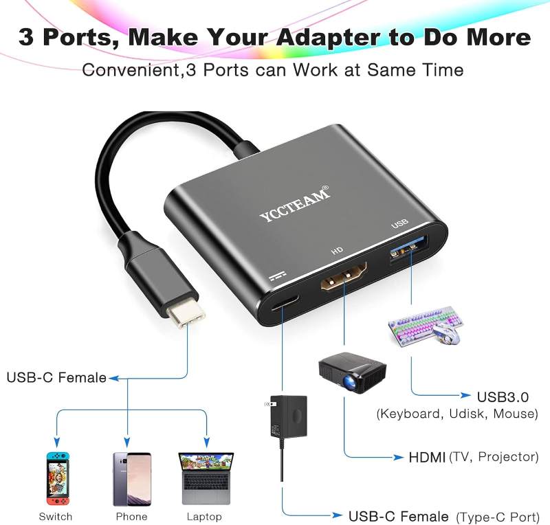 4 آداپتور هاب HDMI نوع C برای سوئیچ برند YCCSKY - Image 1