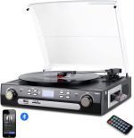 گرامافون بلوتوثی برند DIGITNOW با تبدیل وینیل به MP3 و پخش کاست، رادیو AM/FM، و ریموت