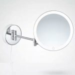 آینه آرایشی و بهداشتی مدل دوشاخه‌ای LED 8 اینچی آینه آرایشی نقره‌ای دو طرفه با بزرگنمایی 3 برابر، تلسکوپی حمام - تصویر 4