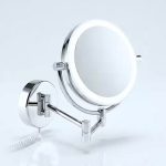 آینه آرایشی و بهداشتی مدل دوشاخه‌ای LED 8 اینچی آینه آرایشی نقره‌ای دو طرفه با بزرگنمایی 3 برابر، تلسکوپی حمام - تصویر 9