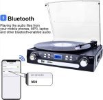 گرامافون بلوتوثی برند DIGITNOW با تبدیل وینیل به MP3 و پخش کاست، رادیو AM/FM، و ریموت - تصویر 4