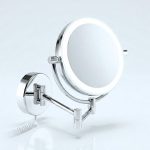 آینه آرایشی و بهداشتی مدل دوشاخه‌ای LED 8 اینچی آینه آرایشی نقره‌ای دو طرفه با بزرگنمایی 3 برابر، تلسکوپی حمام - تصویر 7