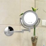 آینه آرایشی و بهداشتی مدل دوشاخه‌ای LED 8 اینچی آینه آرایشی نقره‌ای دو طرفه با بزرگنمایی 3 برابر، تلسکوپی حمام - تصویر 6